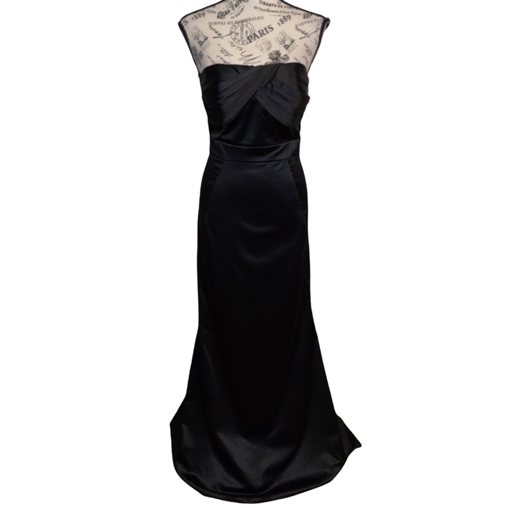 BCBGeneration Satin Black Dress Prom Black Tie Size 2 - Picture 4 of 15